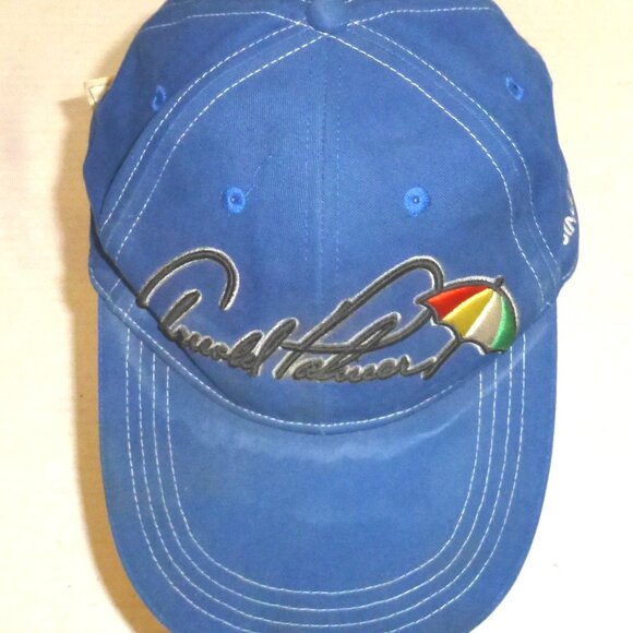 Vintage Arnold Palmer Umbrella Strapback Adjustable Golf Hat WITH STAINS READ - Picture 2 of 9